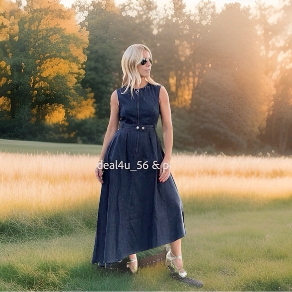 Zara Asymmetric denim midi dress LAST ONE - Picture 2 of 13